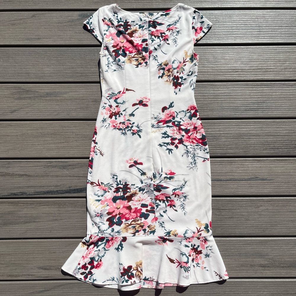VfEmage/Vfshow; White & Pink Floral; Fit & Flare; Mermaid Style; Midi Dress; S - Picture 8 of 10